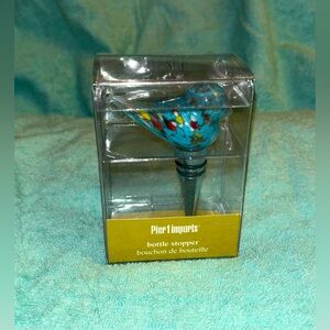 PIER 1 IMPORTS Bottle Stopper Hand Made Blue Glass Bird new in box